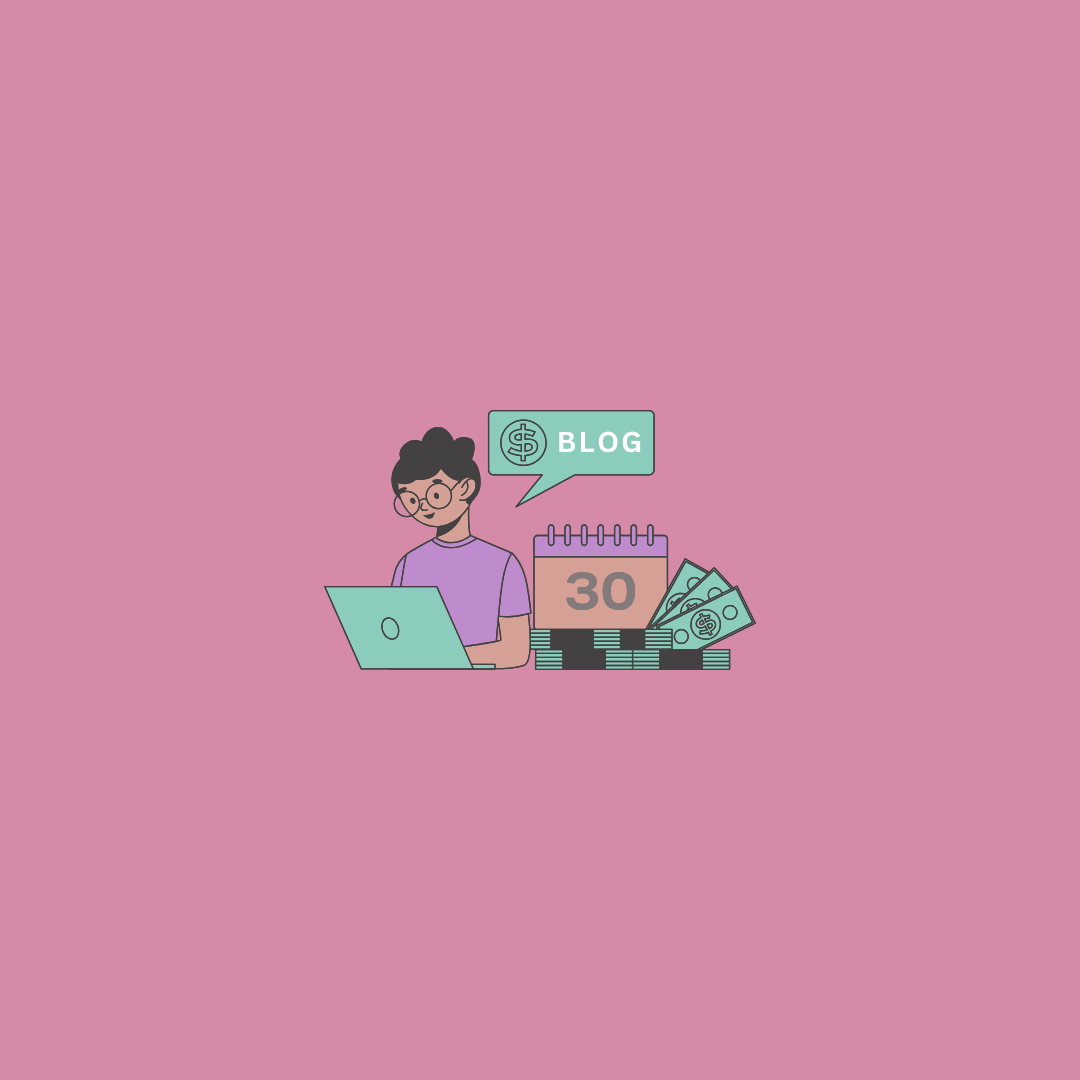 Girl earning money through blog, illustration