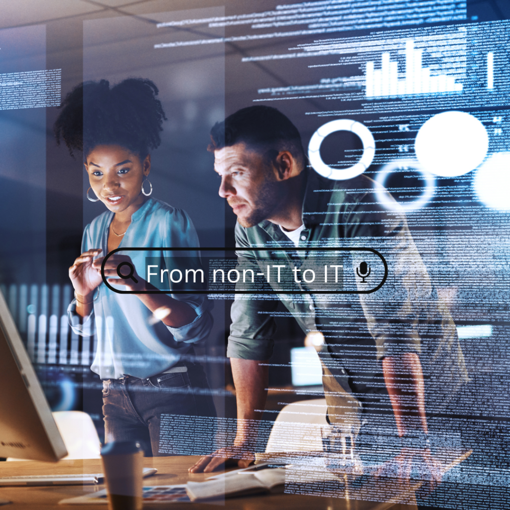Colleagues solving coding problem switcing form non-IT to IT